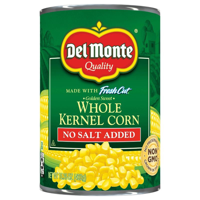 slide 2 of 4, Del Monte No Salt Added Golden Sweet Whole Kernel Corn - 15.25oz, 15.25 oz