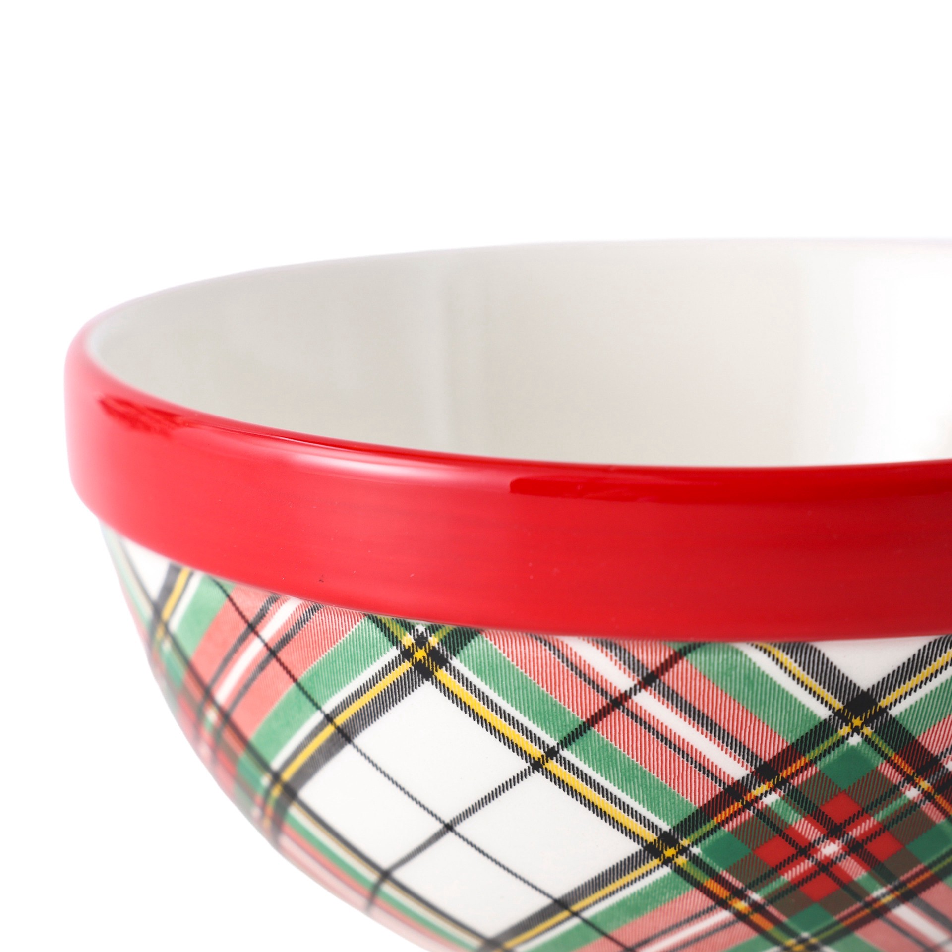 slide 4 of 4, 8" Green & Red Plaid Ceramic Bowl By Ashland, 8 in