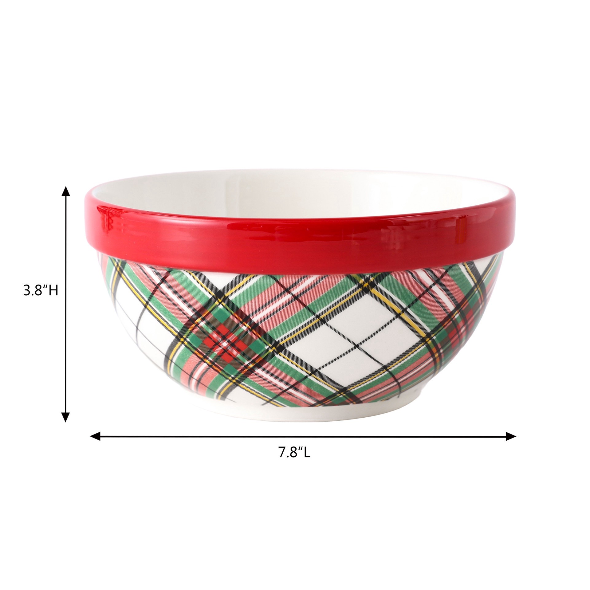 slide 2 of 4, 8" Green & Red Plaid Ceramic Bowl By Ashland, 8 in