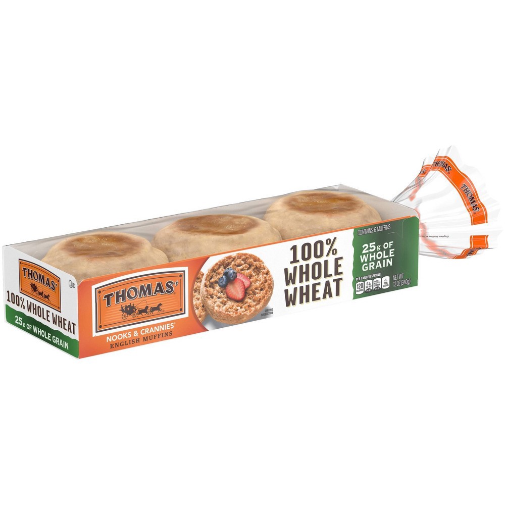 Thomas' 100 Whole Wheat English Muffins 6 ea 6 ct; 12 oz Shipt