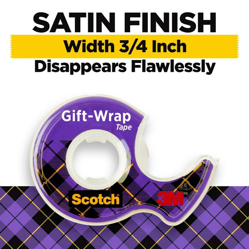 slide 3 of 16, Scotch Gift Wrap Tape, Holiday Gifting Supplies, 0.75"x700", 6 Tape Rolls with Dispensers, 1 ct