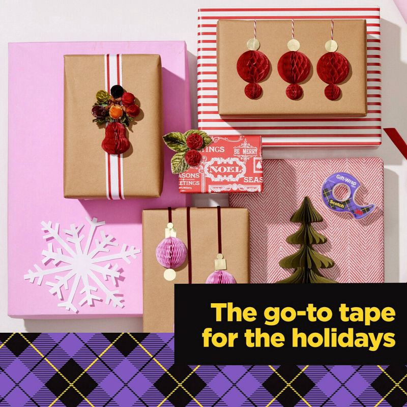 slide 7 of 16, Scotch Gift Wrap Tape, Holiday Gifting Supplies, 0.75"x700", 6 Tape Rolls with Dispensers, 1 ct