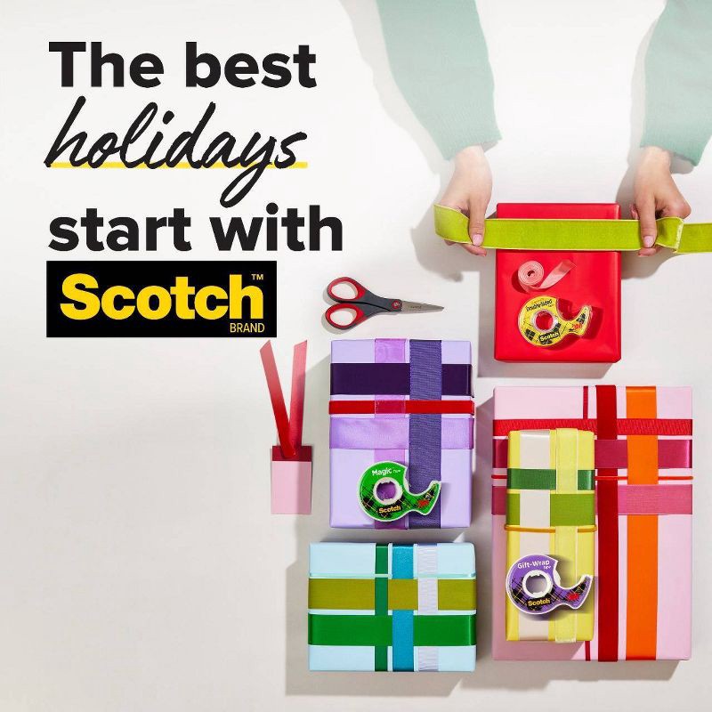 slide 10 of 16, Scotch Gift Wrap Tape, Holiday Gifting Supplies, 0.75"x700", 6 Tape Rolls with Dispensers, 1 ct