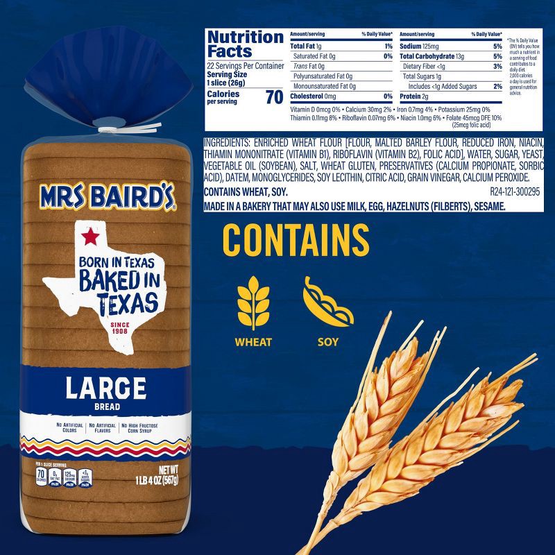 slide 4 of 11, Mrs Baird's Mrs. Baird's Large White Bread - 20oz, 20 oz