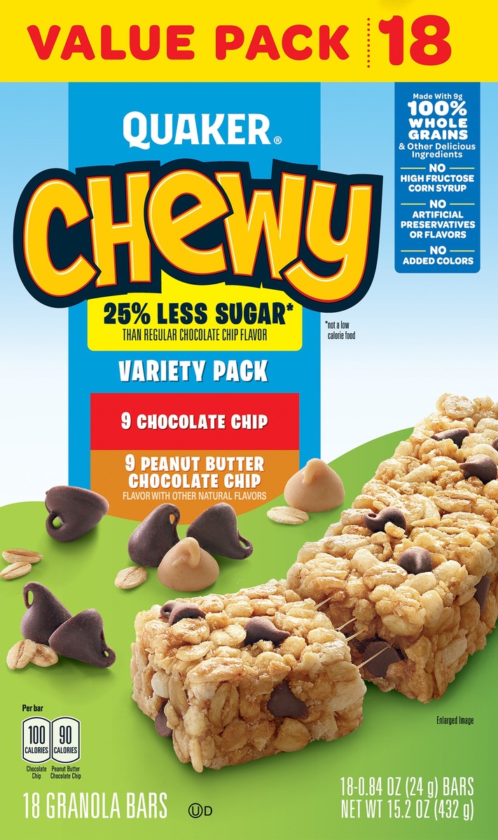 slide 5 of 7, Quaker Chewy Variety Pack Granola Bars, 18 ct; 0.84 oz