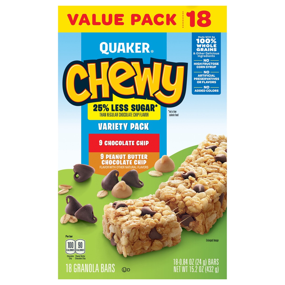 slide 1 of 7, Quaker Chewy Variety Pack Granola Bars, 18 ct; 0.84 oz