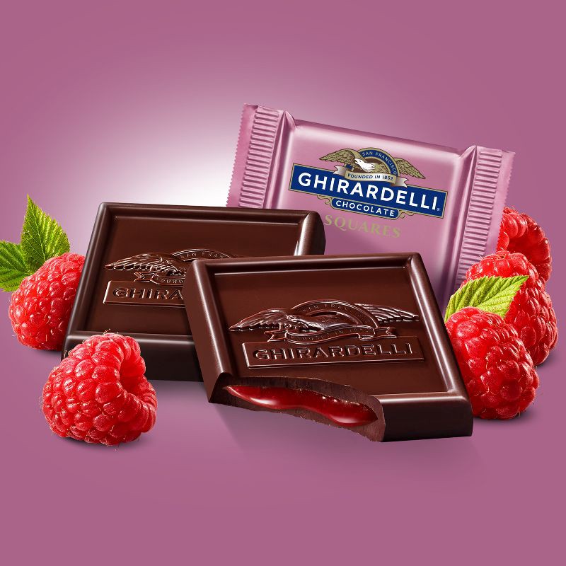 slide 2 of 6, GHIRARDELLI Dark Chocolate Raspberry Candy SQUARES - 6.38oz, 6.38 oz