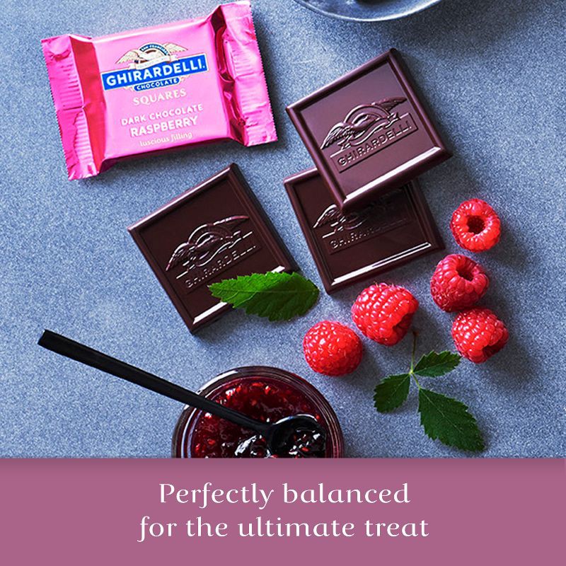 slide 3 of 6, GHIRARDELLI Dark Chocolate Raspberry Candy SQUARES - 6.38oz, 6.38 oz