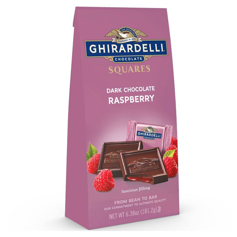 slide 1 of 6, GHIRARDELLI Dark Chocolate Raspberry Candy SQUARES - 6.38oz, 6.38 oz