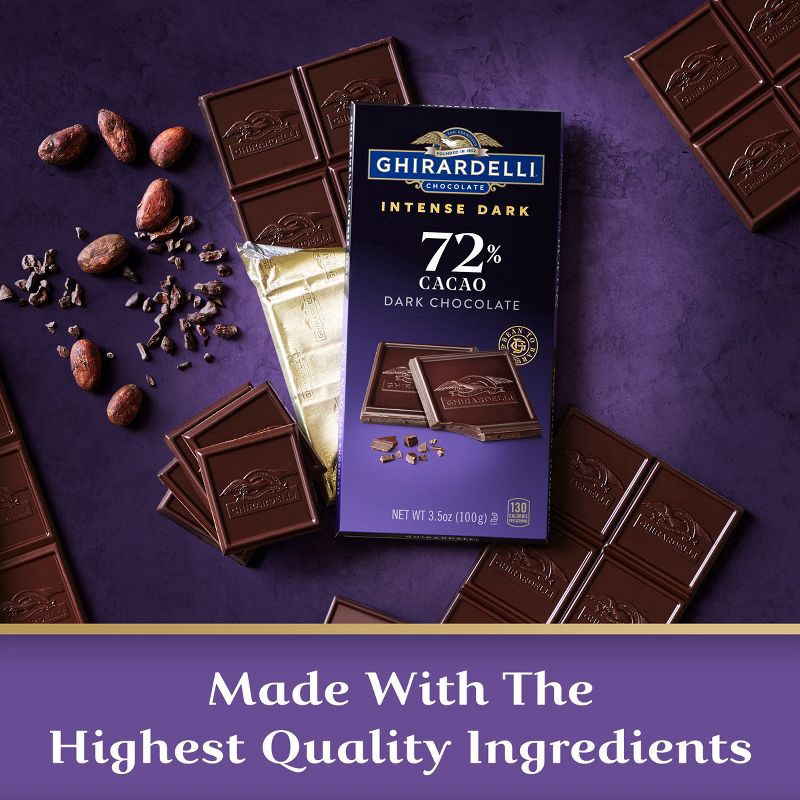 slide 3 of 6, GHIRARDELLI INTENSE DARK Chocolate 72% Cacao Candy Bar - 3.5oz, 3.5 oz