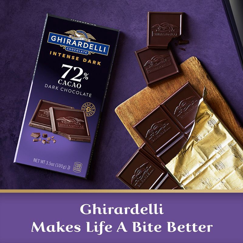 slide 5 of 6, GHIRARDELLI INTENSE DARK Chocolate 72% Cacao Candy Bar - 3.5oz, 3.5 oz