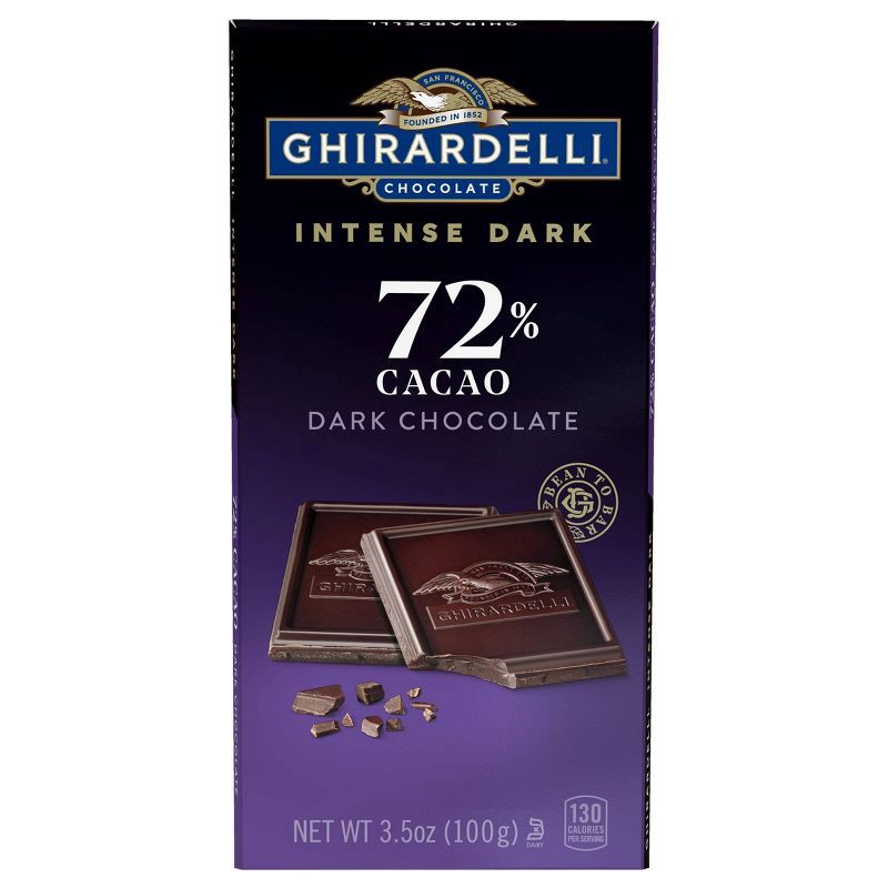 slide 1 of 6, GHIRARDELLI INTENSE DARK Chocolate 72% Cacao Candy Bar - 3.5oz, 3.5 oz