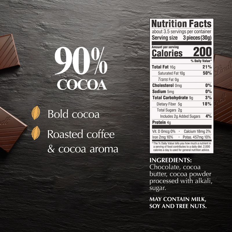 slide 4 of 11, Lindt Excellence 90% Cocoa Dark Chocolate Candy Bar - 3.5 oz., 3.5 oz