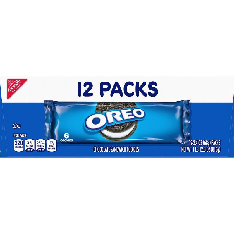 slide 13 of 17, OREO Chocolate Sandwich Cookies - Snack Packs - 2.4oz / 12ct, 2.4 oz, 12 ct