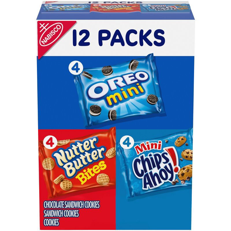 slide 1 of 10, Nabisco Mini Cookies Mix With OREO Mini, Mini Chips Ahoy! & Nutter Butter Bites Snack Pack Variety - 12oz/12ct, 12 ct; 12 oz