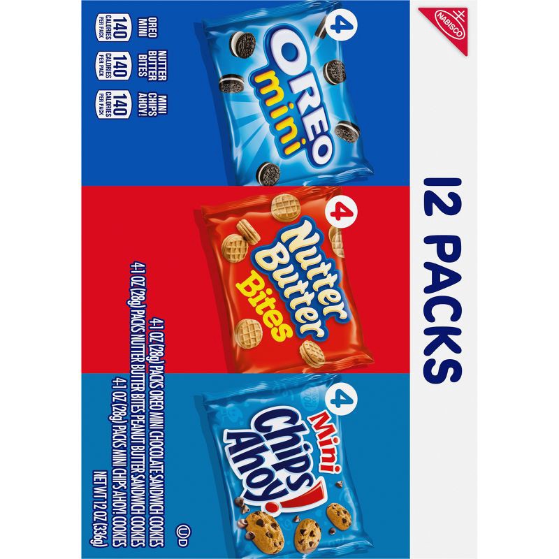 slide 3 of 10, Nabisco Mini Cookies Mix With OREO Mini, Mini Chips Ahoy! & Nutter Butter Bites Snack Pack Variety - 12oz/12ct, 12 ct; 12 oz