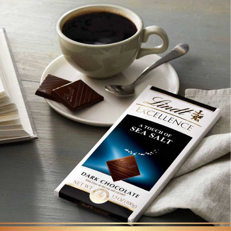 slide 2 of 9, Lindt Excellence Sea Salt Dark Chocolate Candy Bar - 3.5 oz., 3.5 oz