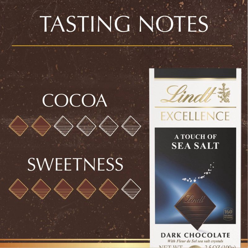 slide 4 of 9, Lindt Excellence Sea Salt Dark Chocolate Candy Bar - 3.5 oz., 3.5 oz