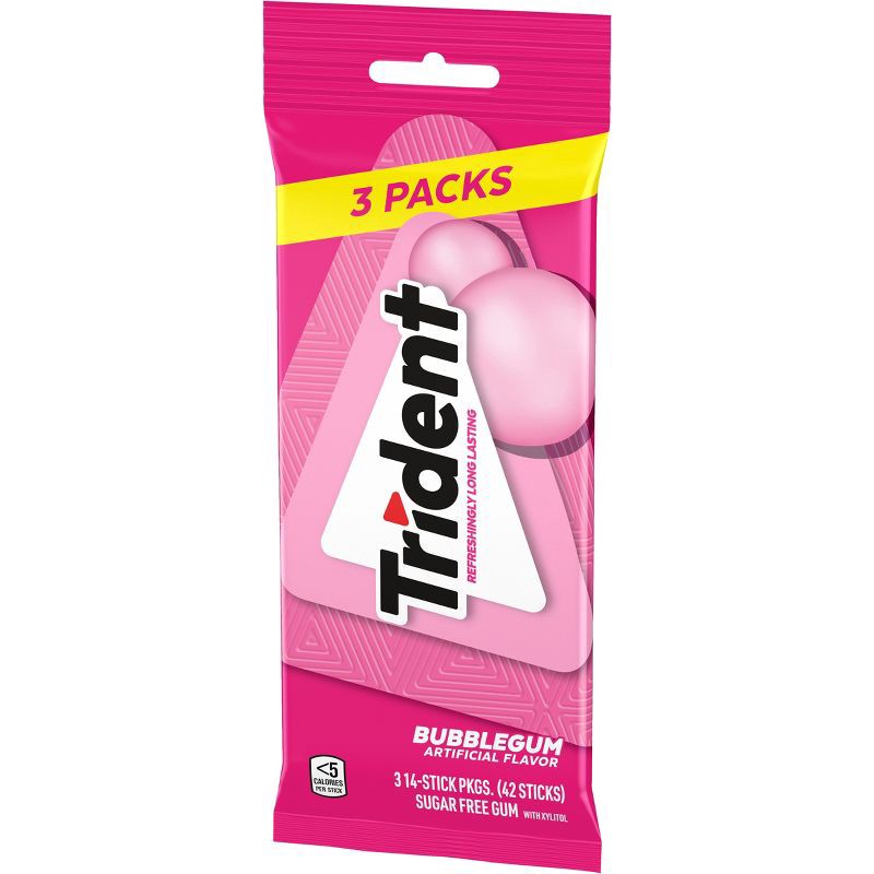 slide 5 of 10, Trident Bubblegum Sugar Free Gum - 3ct/2.86oz, 3 ct, 2.86 oz