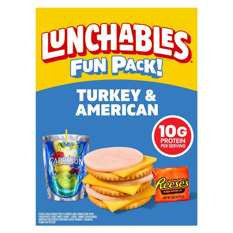 slide 1 of 10, Lunchables Turkey & American Cheese Cracker Stackers - 8.9oz, 8.9 oz