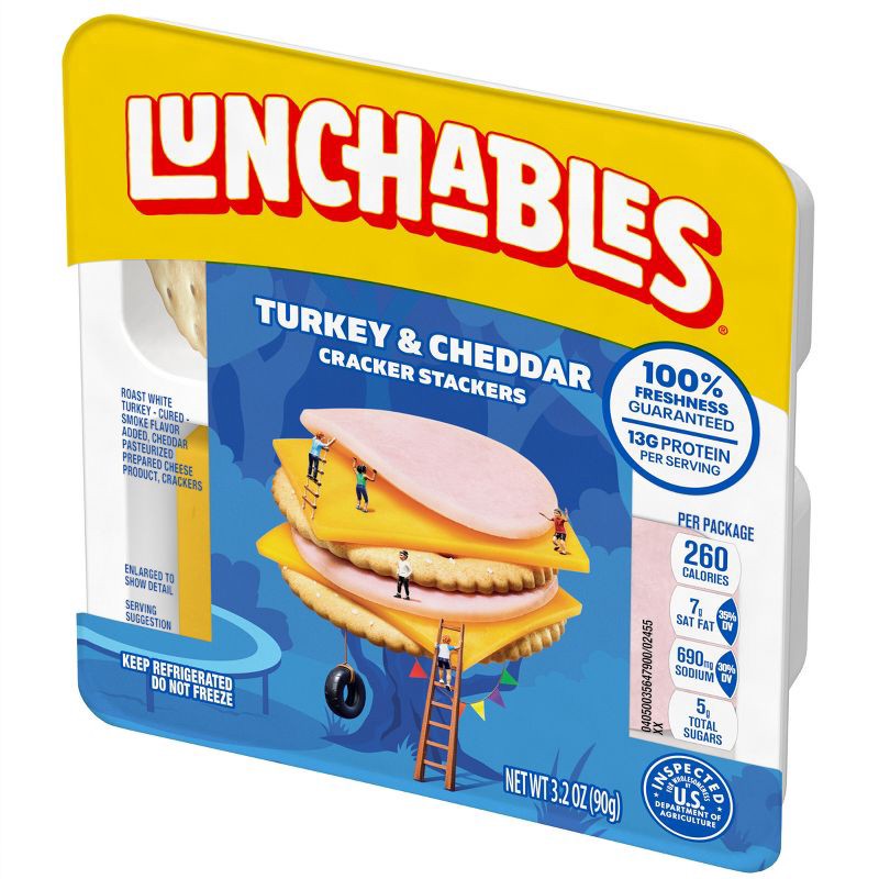 slide 4 of 11, Lunchables Turkey & Cheddar Cheese with Crackers - 3.2oz, 3.2 oz