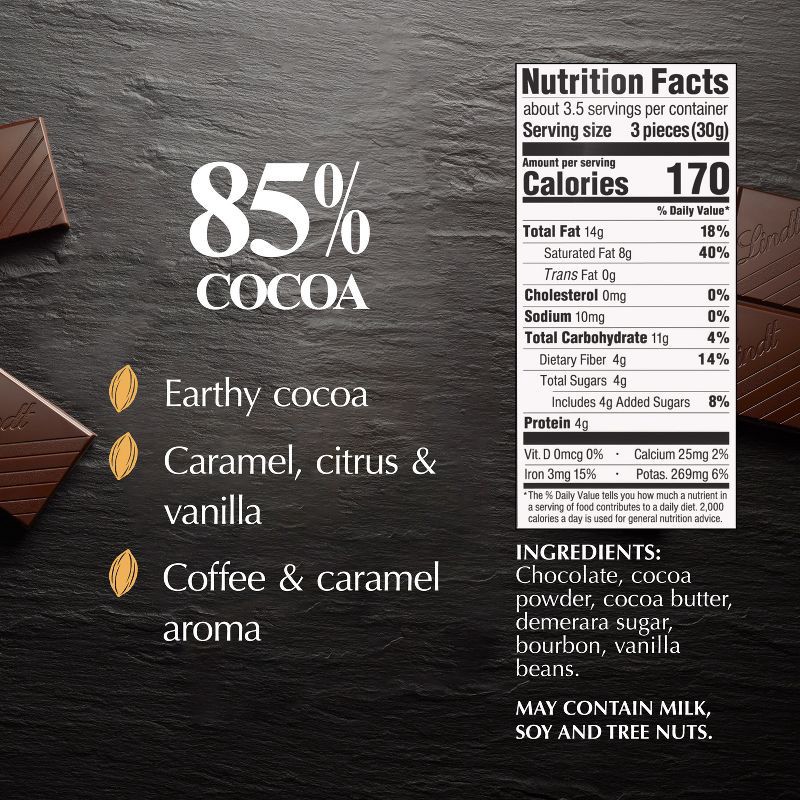 slide 8 of 11, Lindt Excellence 85% Cocoa Dark Chocolate Candy Bar - 3.5 oz., 3.5 oz