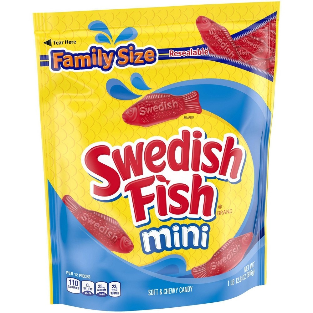 slide 3 of 9, Swedish Fish Mini Soft & Chewy Candy Family Size Bag, 28.8 oz