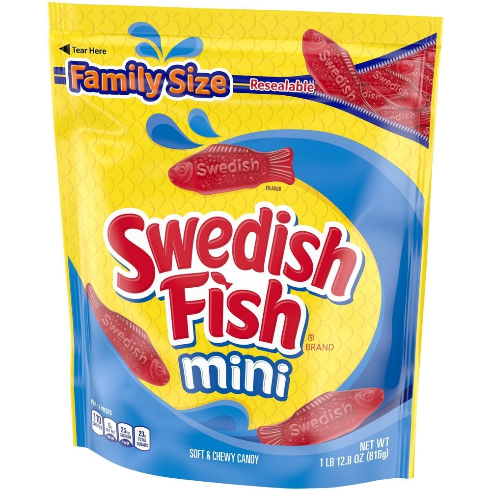 slide 4 of 9, Swedish Fish Mini Soft & Chewy Candy Family Size Bag, 28.8 oz