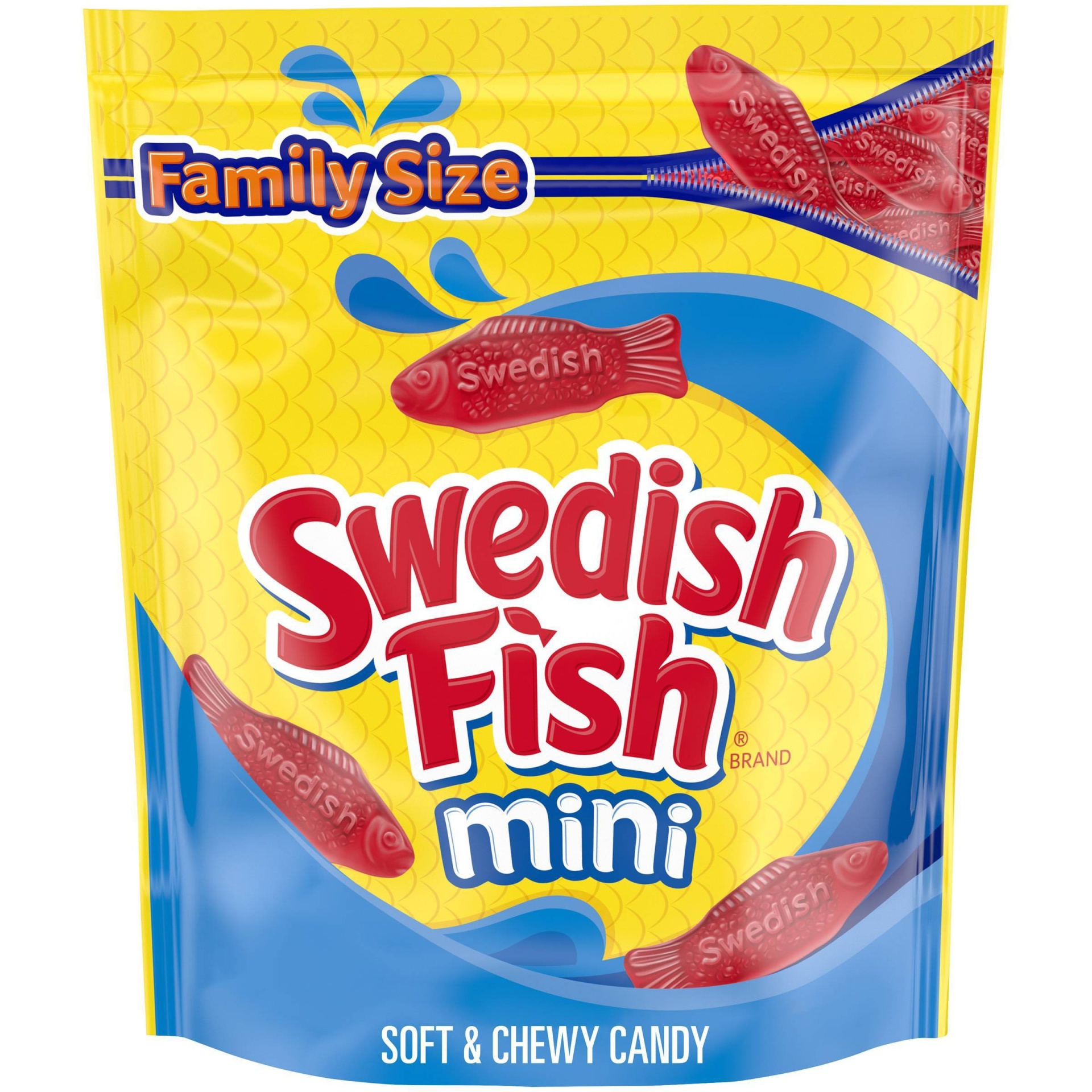 slide 1 of 9, Swedish Fish Mini Soft & Chewy Candy Family Size Bag, 28.8 oz
