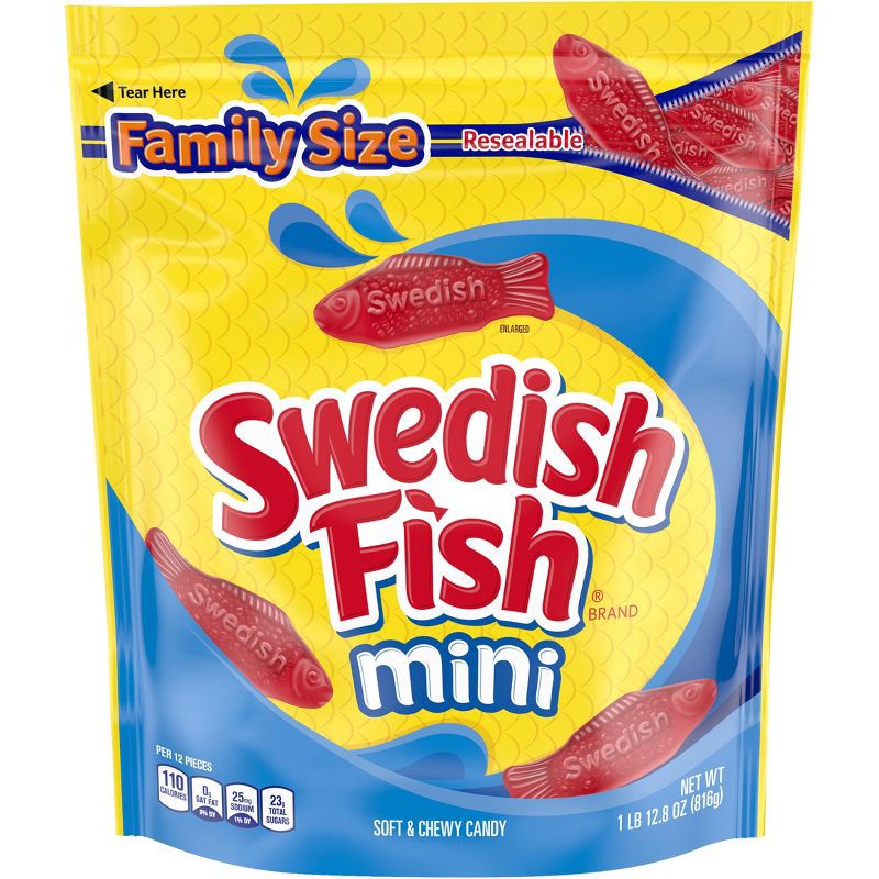 slide 1 of 15, Swedish Fish Mini Soft & Chewy Candy Family Size Bag - 28.8oz, 28.8 oz