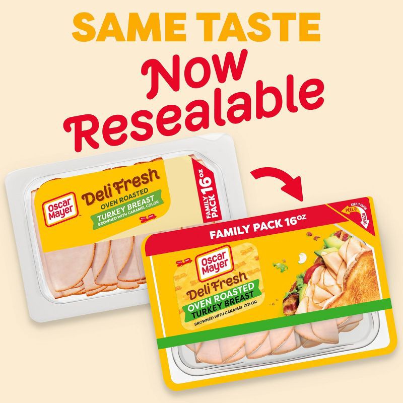 slide 3 of 9, Oscar Mayer Deli Fresh Oven Roasted Turkey Breast Sliced Lunch Meat Family Size - 16oz, 16 oz