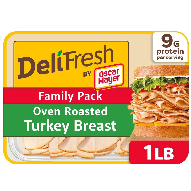 slide 1 of 9, Oscar Mayer Deli Oven Roasted Turkey Breast Sliced Lunch Meat Size - 16oz: Certified Gluten-Free, No Artificial Flavors, 16 oz