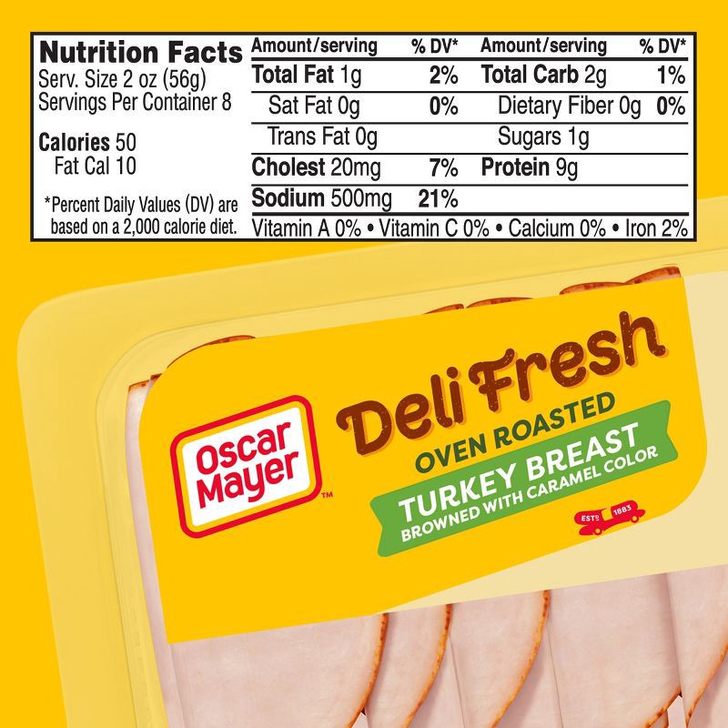slide 7 of 9, Oscar Mayer Deli Fresh Oven Roasted Turkey Breast Sliced Lunch Meat Family Size - 16oz, 16 oz