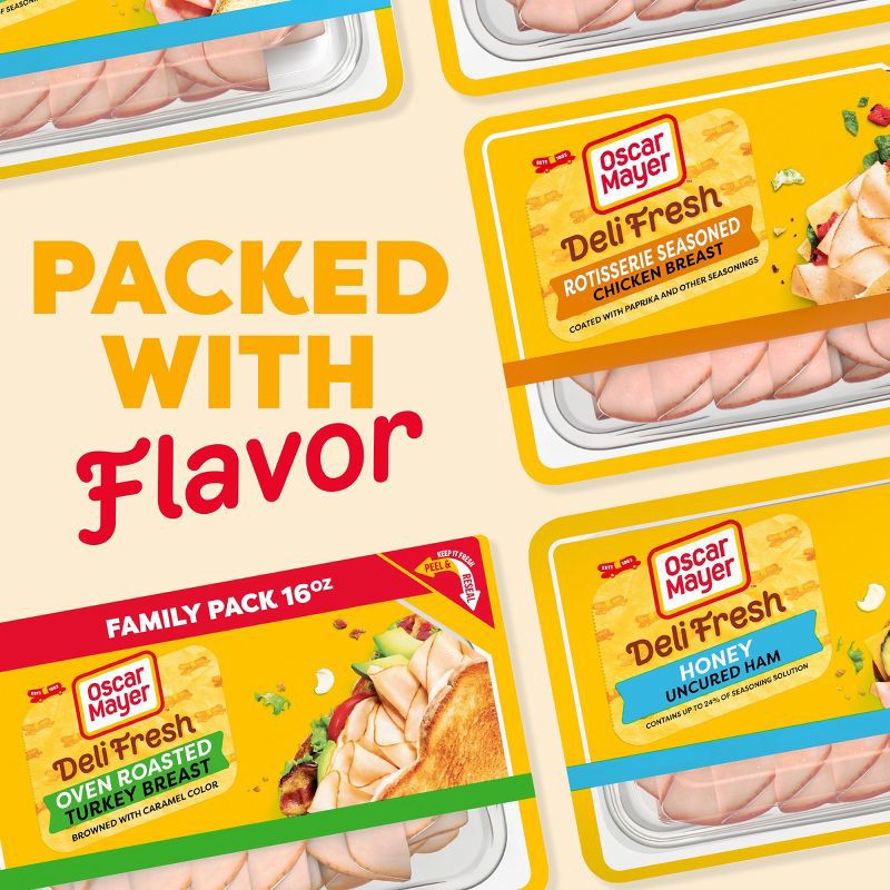 slide 9 of 9, Oscar Mayer Deli Fresh Oven Roasted Turkey Breast Sliced Lunch Meat Family Size - 16oz, 16 oz