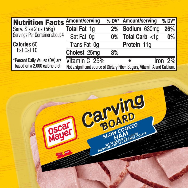 slide 7 of 9, Oscar Mayer Carving Board Slow Cooked Ham Sliced Lunch Meat - 7.5oz, 7.5 oz