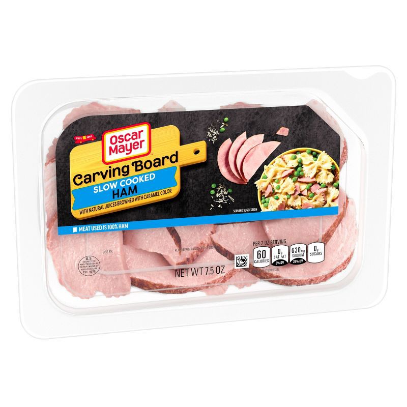 slide 8 of 9, Oscar Mayer Carving Board Slow Cooked Ham Sliced Lunch Meat - 7.5oz, 7.5 oz