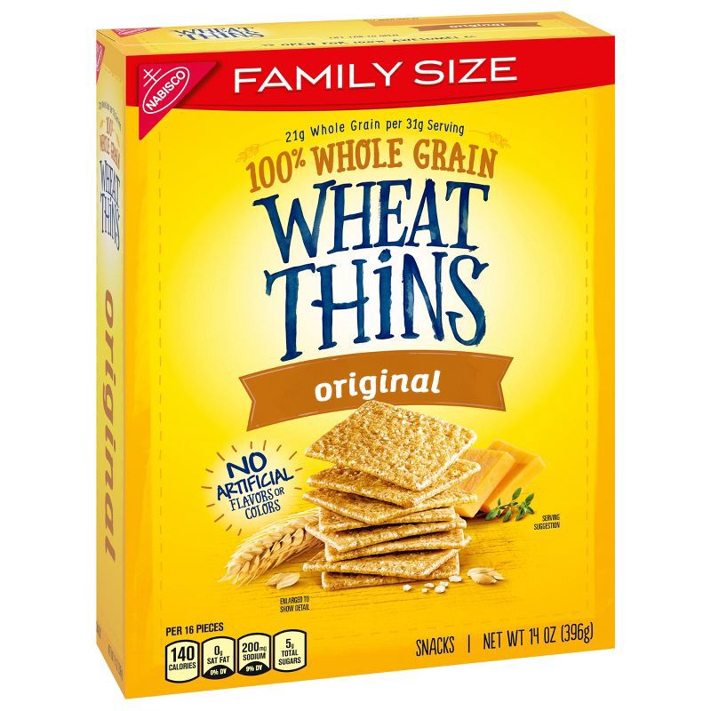 slide 8 of 11, Wheat Thins Original Whole Grain Wheat Cracker Snacks Family Size - 14oz, 14 oz