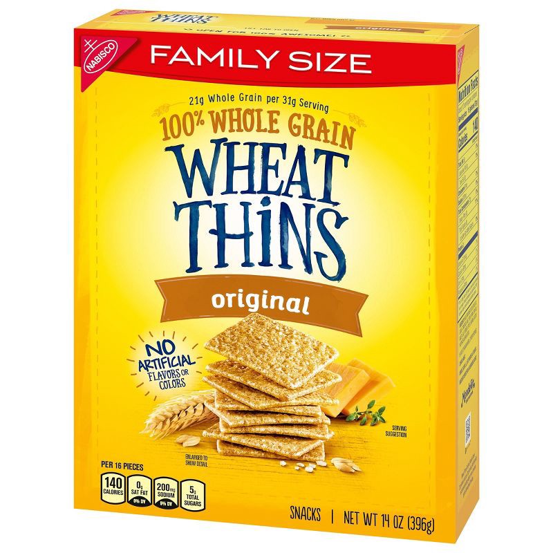 slide 3 of 11, Wheat Thins Original Whole Grain Wheat Cracker Snacks Family Size - 14oz, 14 oz