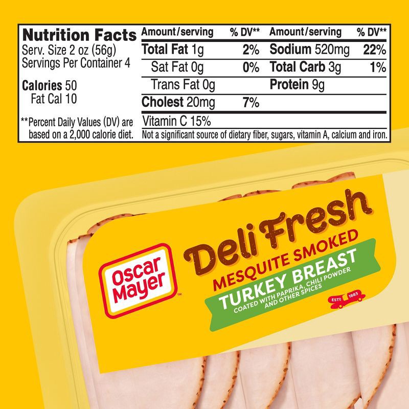 slide 7 of 9, Oscar Mayer Deli Fresh Mesquite Smoked Turkey Breast Sliced Lunch Meat - 8oz, 8 oz