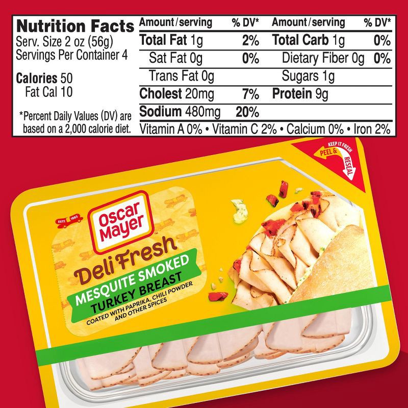 slide 10 of 10, Oscar Mayer Deli Fresh Mesquite Smoked Turkey Breast Sliced Lunch Meat - 8oz, 8 oz