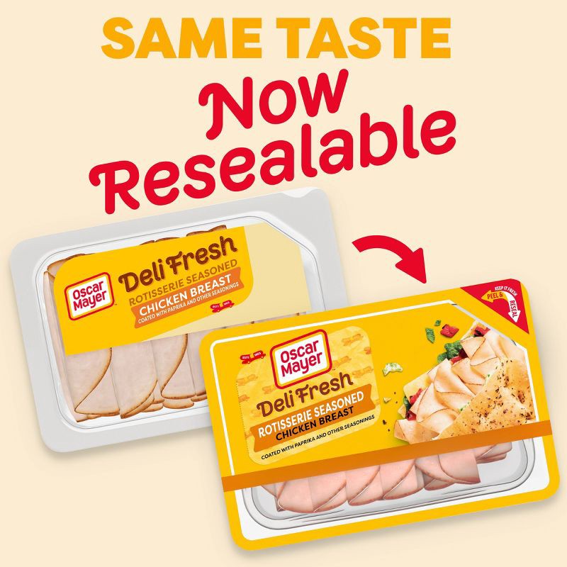 slide 3 of 13, Oscar Mayer Deli Fresh Rotisserie Seasoned Chicken Breast Sliced Lunch Meat - 9oz, 9 oz