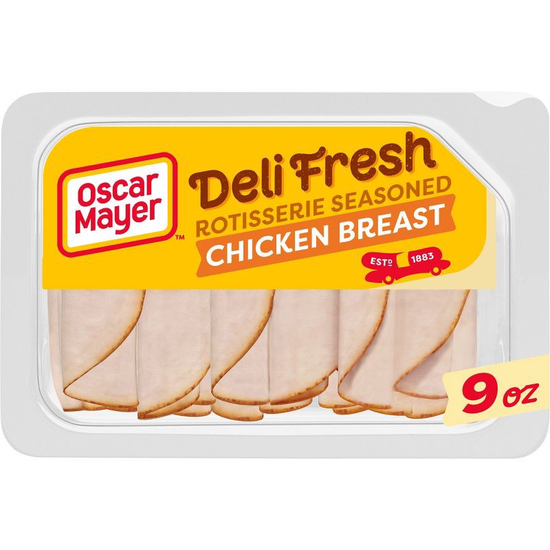 slide 1 of 9, Oscar Mayer Deli Fresh Rotisserie Seasoned Chicken Breast Sliced Lunch Meat - 9oz, 9 oz