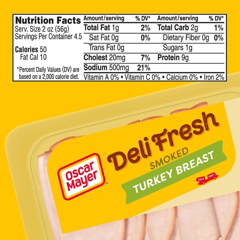 slide 7 of 10, Oscar Mayer Deli Fresh Smoked Turkey Breast Sliced Lunch Meat - 9oz, 9 oz