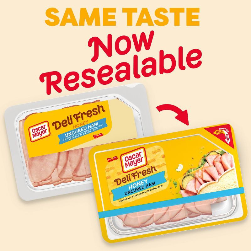 slide 3 of 9, Oscar Mayer Deli Fresh Honey Uncured Ham Sliced Lunch Meat - 9oz, 9 oz