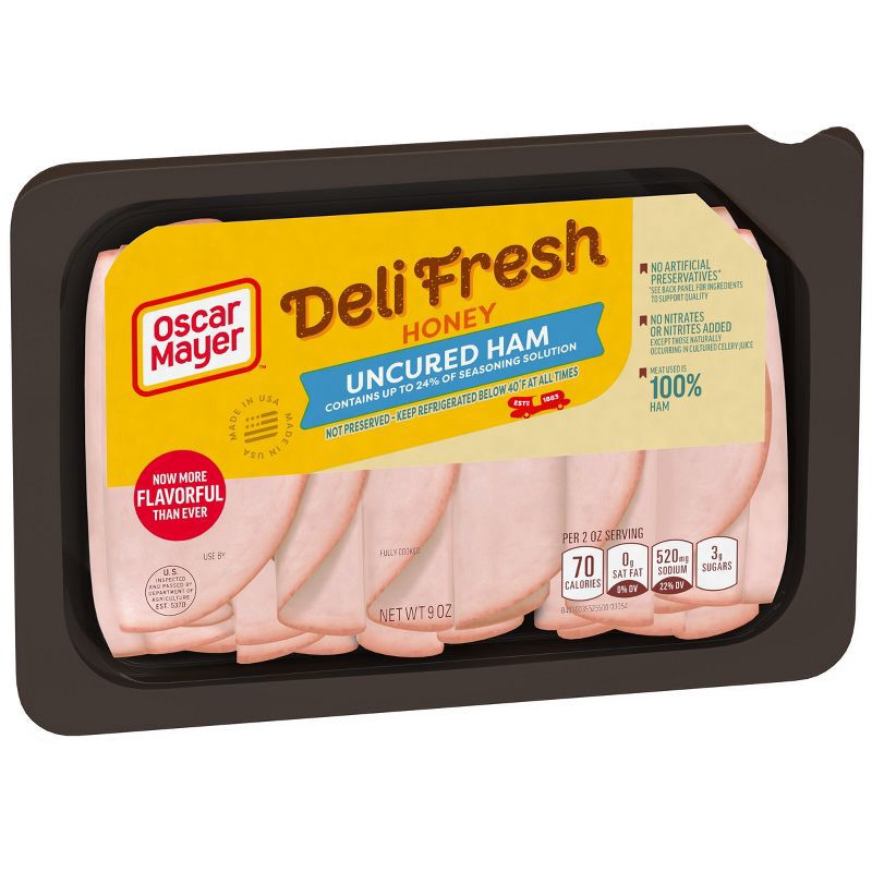 slide 9 of 9, Oscar Mayer Deli Fresh Honey Uncured Ham Sliced Lunch Meat - 9oz, 9 oz