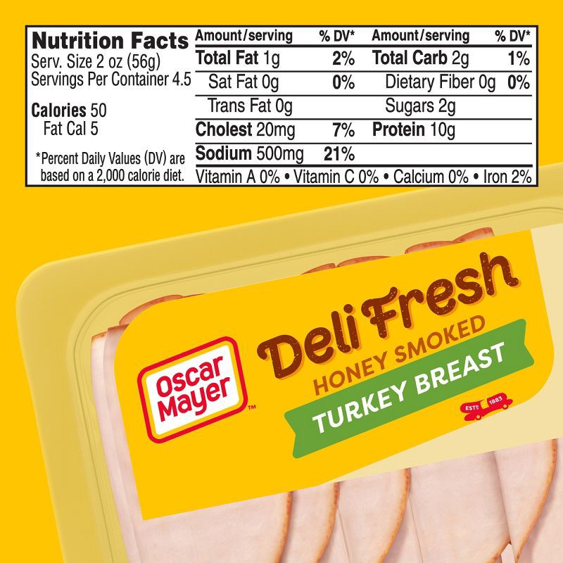 slide 5 of 9, Oscar Mayer Deli Fresh Honey Smoked Turkey Breast Sliced Lunch Meat - 9oz, 9 oz