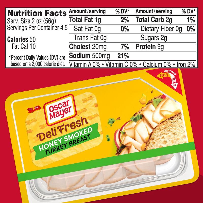 slide 10 of 10, Oscar Mayer Deli Fresh Honey Smoked Turkey Breast Sliced Lunch Meat - 9oz, 9 oz