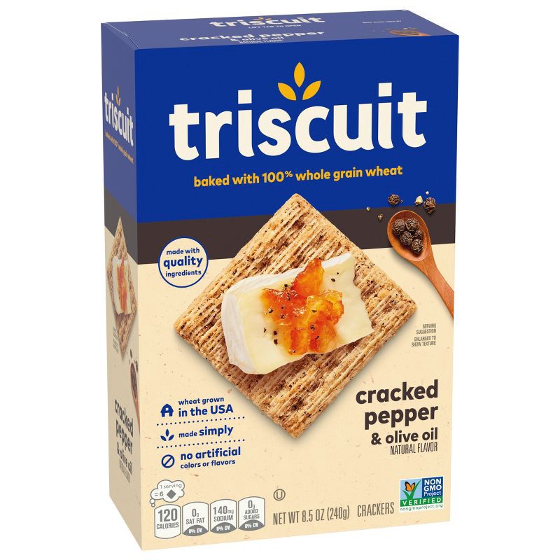 slide 5 of 12, Triscuit Cracked Pepper & Olive Oil Crackers - 8.5oz, 8.5 oz