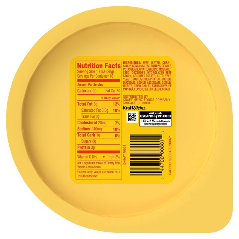 slide 6 of 12, Oscar Mayer Beef Bologna Sliced Lunch Meat - 16oz, 16 oz