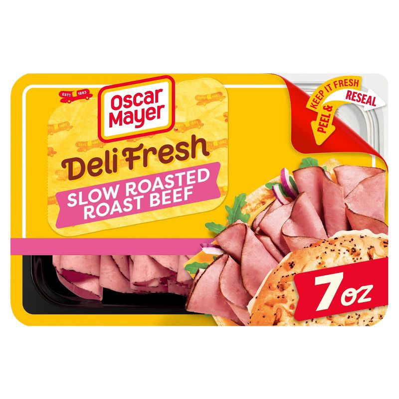 slide 1 of 9, Oscar Mayer Deli Fresh Slow Roasted Roast Beef Sliced Lunch Meat - 7oz, 7 oz